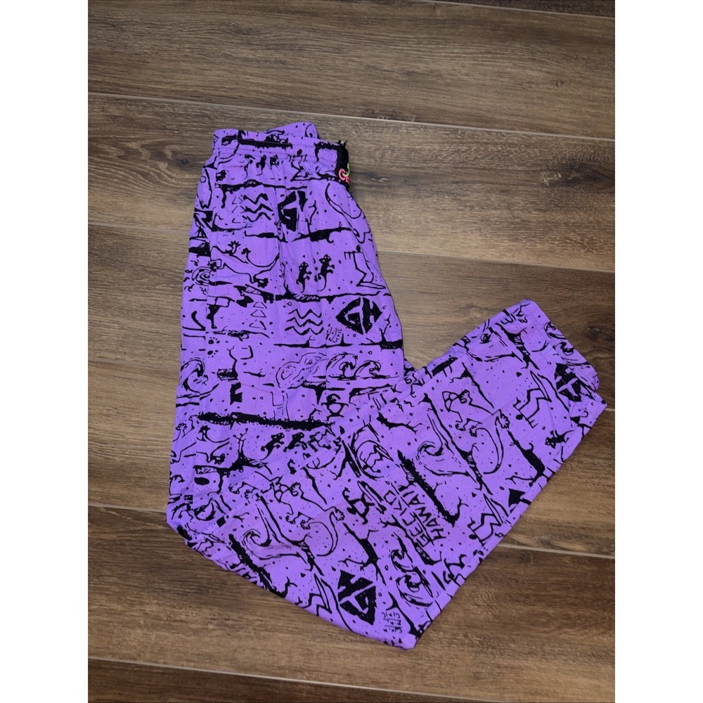 Vintage Gecko Hawaii Pants Size L Nylon 90's Abstract Geckos MC Hammer Beach🔥